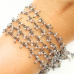 Load image into Gallery viewer, Multi Moonstone Cluster Dangle Oxidized Wire Chain