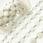 Load image into Gallery viewer, White Moonstone Coin Shape Oxidized Wire Chain.