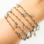 Load image into Gallery viewer, Golden Pyrite & CZ Dangle Oxidized Wire Chain