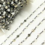 Load image into Gallery viewer, Moonstone & Pyrite Oxidized Wire Chain.