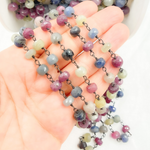 Load image into Gallery viewer, Multi Sapphire Oxidized Wire Chain.