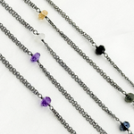 Load image into Gallery viewer, Multi Gemstone Double Oxidized Connected Wire Chain.