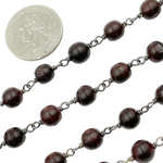 Load image into Gallery viewer, Wood Round Shape Wire Wrap Chain.