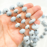 Load image into Gallery viewer, Blue Opal Rondel Faceted Oxidized Wire Chain