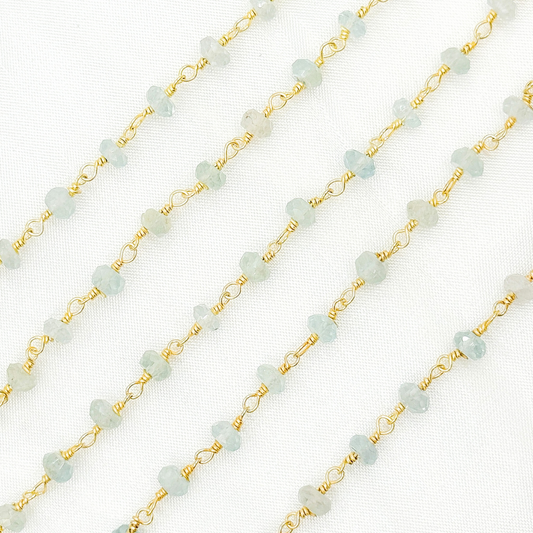 Aquamarine Gold Plated Wire Chain.