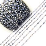 Load image into Gallery viewer, Coated Blue Moonstone Black Rhodium 925 Sterling Silver Wire Chain