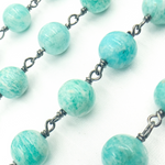 Load image into Gallery viewer, Amazonite Round Shape Oxidized Wire Chain