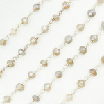 Load image into Gallery viewer, Coated Grey Moonstone 925 Sterling Silver Wire Chain.