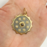 Load image into Gallery viewer, 925 Sterling Silver Black Rhodium with Diamonds Circle Shape Charm.