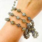 Load image into Gallery viewer, Labradorite Round Oxidized Wire Chain.