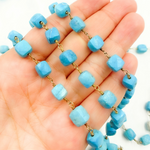 Load image into Gallery viewer, Turquoise Cube Shape Gold Plated Wire Chain