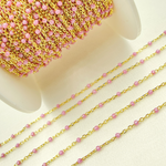 Load image into Gallery viewer, Gold Plated Sterling Silver Enamel Rose Color Cable Chain