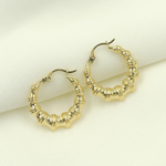 Load image into Gallery viewer, 14K Solid Gold Textured Hoop