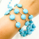 Load image into Gallery viewer, Turquoise Coin Shape Gold Plated Wire Chain