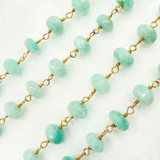 Amazonite Gold Plated Wire Chain