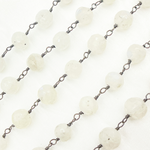 Load image into Gallery viewer, White Moonstone Round Shape Oxidized Wire Chain.