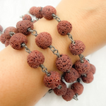 Load image into Gallery viewer, Wood Round Shape Oxidized Wire Chain