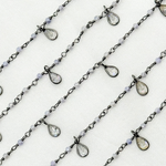 Load image into Gallery viewer, Coated Blue Quartz & CZ Dangle Oxidized Wire Chain.