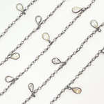 Load image into Gallery viewer, Coated Labradorite & CZ Dangle Oxidized Wire Chain