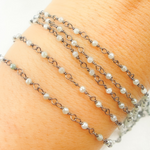 Load image into Gallery viewer, Coated Green Moonstone Oxidized Wire Chain.