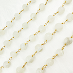 Load image into Gallery viewer, White Rainbow Moonstone Gold Plated Wire Chain.