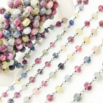 Load image into Gallery viewer, Multi Sapphire Oxidized Wire Chain.