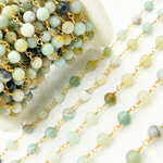 Load image into Gallery viewer, Peruvian Opal Smooth Round Shape Gold Plated Wire Chain