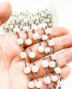 Load image into Gallery viewer, Rainbow Moonstone Round Shape Oxidized Wire Chain.