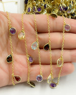 Load image into Gallery viewer, Multi Gemstone Mix Shape Dangle Wire Chain