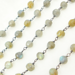Load image into Gallery viewer, Labradorite Round Oxidized Wire Chain.