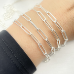 Load image into Gallery viewer, 925 Sterling Silver Paperclip Hammered Link Chain.
