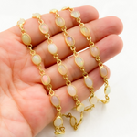 Load image into Gallery viewer, Ethiopian Opal Oval Shape Bezel Gold Plated Silver Wire Chain.