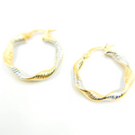 Load image into Gallery viewer, 14K Solid Gold Twist Round Classic Earrings Circle Shape Hoop.