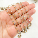 Load image into Gallery viewer, Coated Peach Moonstone Gold Plated Wire Chain.