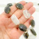 Load image into Gallery viewer, Labradorite & White Rainbow Organic Moonstone Gold Plated Wire Chain