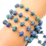 Load image into Gallery viewer, Azurite Malachite Oxidized Wire Chain