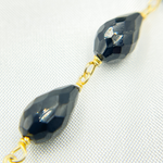Load image into Gallery viewer, Black Spinel Tear Drop Shape Gold Plated Wire Chain.