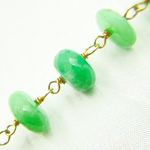 Load image into Gallery viewer, Chrysoprase Rondel Faceted Gold Plated Wire Chain.