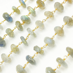Load image into Gallery viewer, Labradorite Oval Shape Gold Plated Wire Chain.