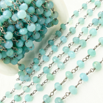 Load image into Gallery viewer, Blue Chalcedony Round Shape Oxidized Wire Chain