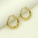 Load image into Gallery viewer, 14K Solid Gold Chunky Flower Engraved Hoop