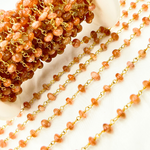 Load image into Gallery viewer, Sunstone Smooth Gold Plated 925 Sterling Silver Wire Chain