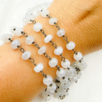Load image into Gallery viewer, Coated Natural Chalcedony Oxidized Wire Chain