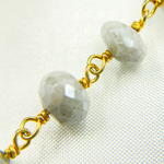 Load image into Gallery viewer, Coated Milky Aquamarine Gold Plated Wire Chain.
