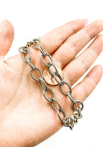 Load image into Gallery viewer, 1OX. Oxidized 925 Sterling Silver Hammered Oval Link Chain