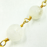 Load image into Gallery viewer, White Rainbow Round Moonstone Gold Plated Wire Chain.