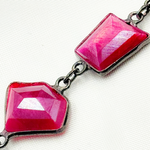 Load image into Gallery viewer, Coated Red Quartz Rectangle Shape Bezel Oxidized Wire Chain.