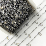Load image into Gallery viewer, Coated Blue Quartz & CZ Dangle Oxidized Wire Chain.