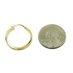 Load image into Gallery viewer, 14K Solid Gold Flat Round Hoop Earrings with Texture.