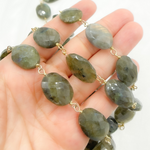 Load image into Gallery viewer, Labradorite Oval Shape Gold Plated Wire Chain